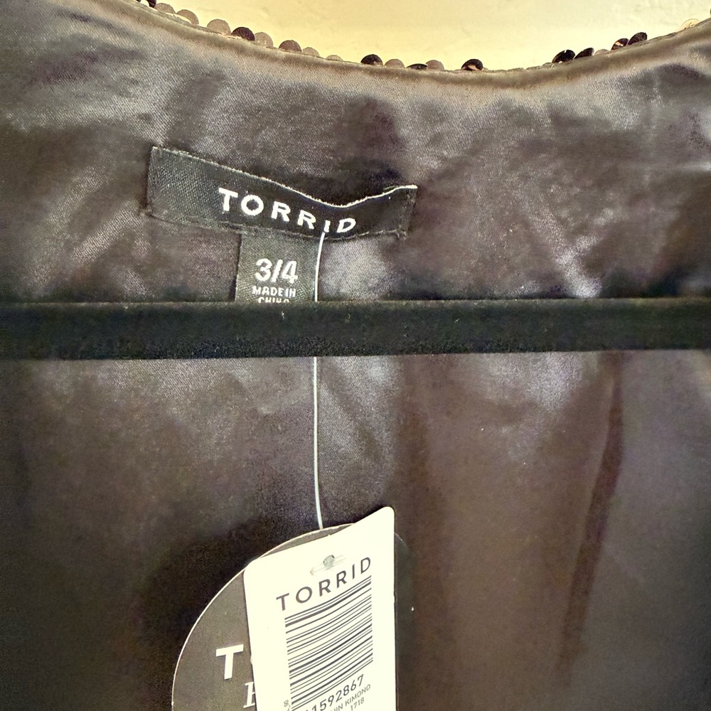 Torrid Black and Rose Gold Mermaid Sequin Jacket - Picture 2 of 3